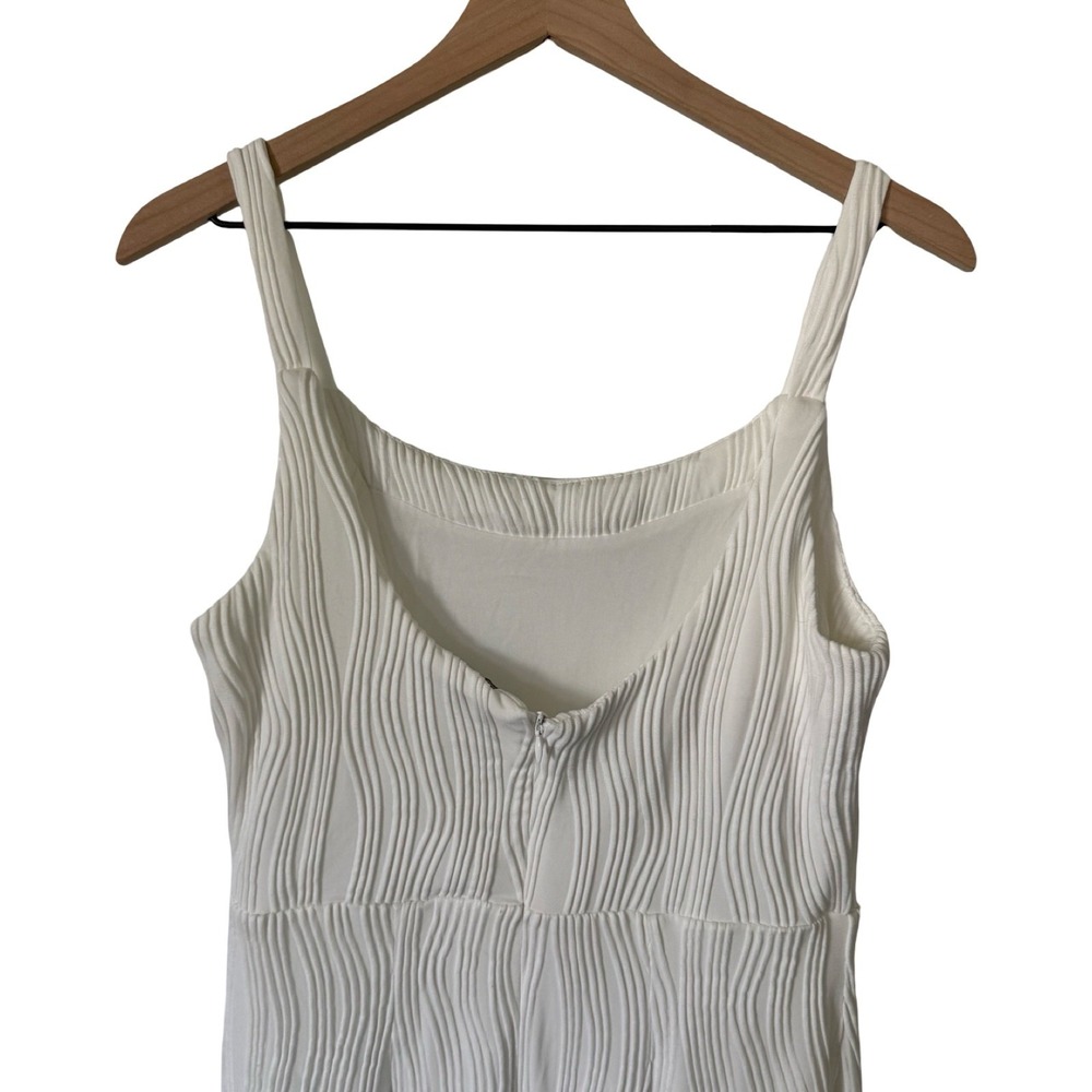 Rihoas White Wavy Ripple Textured Midi Dress Bridal Sleeveless Medium - Picture 5 of 7